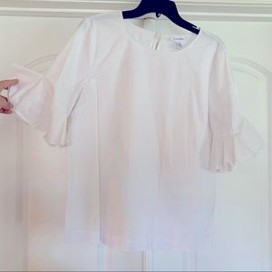 White Calvin Klein top with bell sleeves